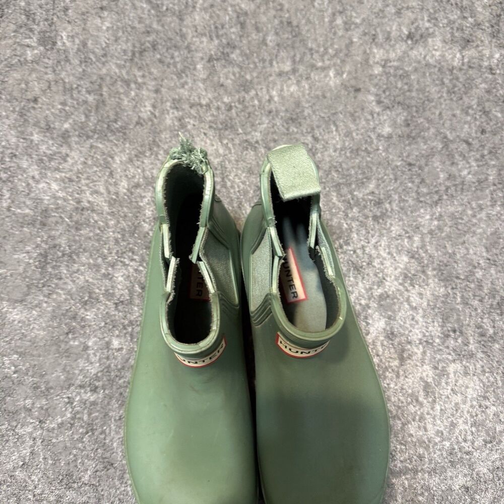 Hunter Womens Chelsea Rain Boots Size 6/7? Green Waterproof Rubber Elastic - Picture 3 of 11